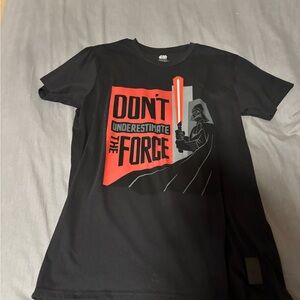 Star Wars Black Short Sleeve Graphic Tee with Red Lightsaber
